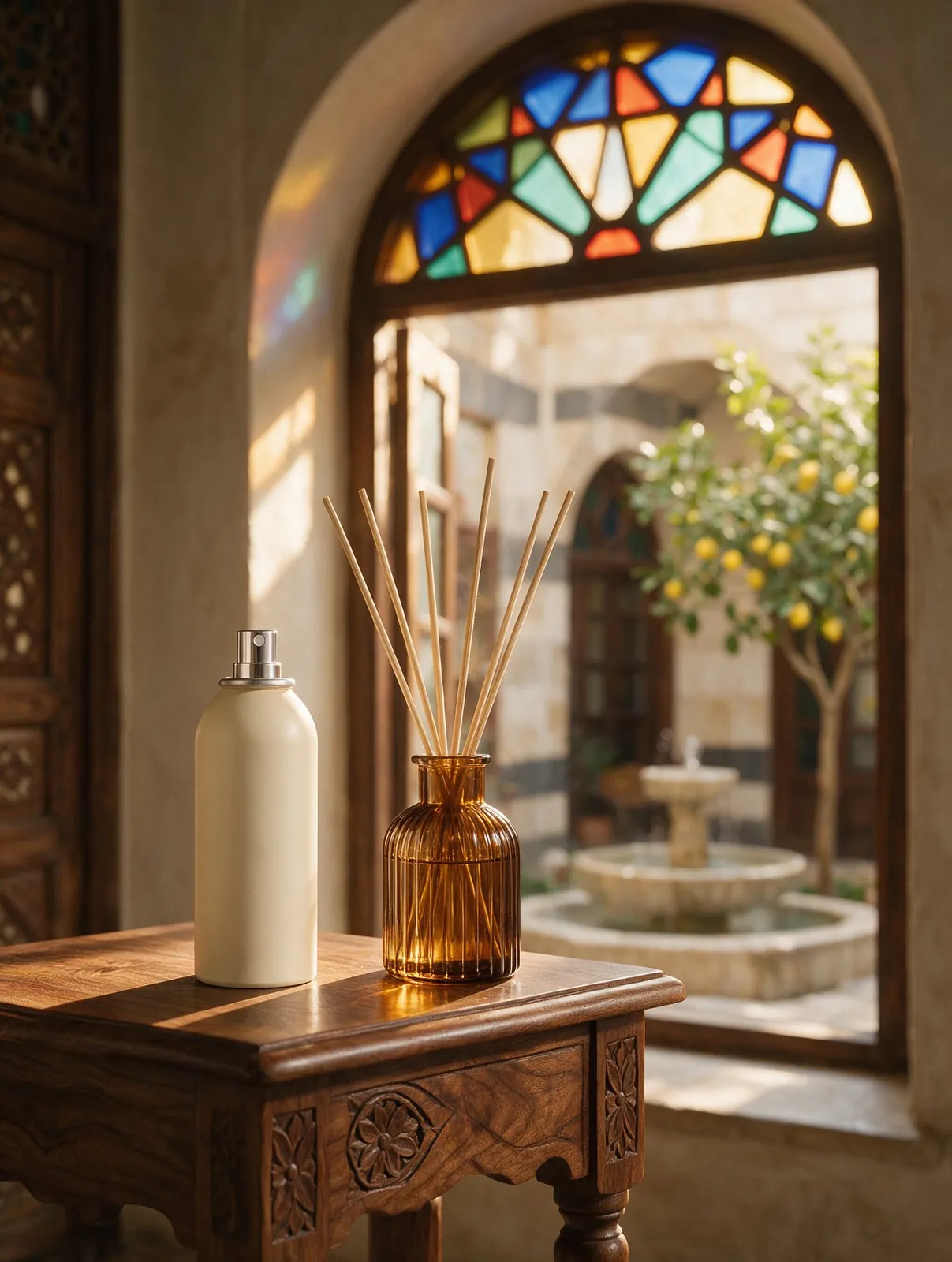 معطر جو بأعواد قرب نافذة
